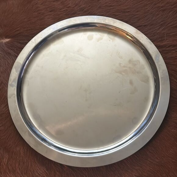 Genuine Sambonet Italy SBT Silver Tone Stainless Steel Round Serving Tray 13 3/4 - Picture 4 of 6